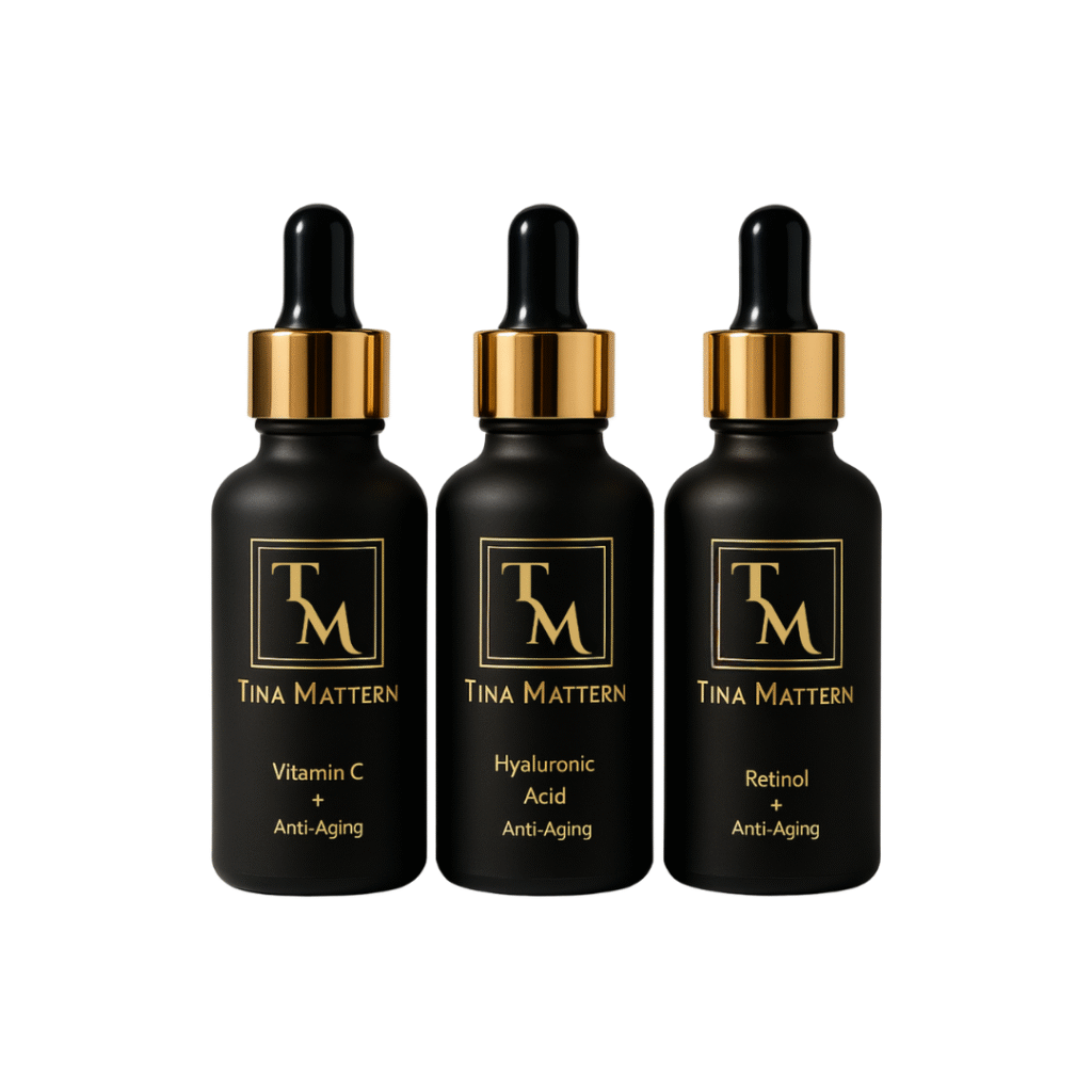 Tina Mattern anti-aging skincare set.