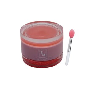 Tina Mattern 2-in-1 Strawberry Exfoliating Lip Scrub and Moisturizing Mask for smooth, hydrated lips. Dual-end design for exfoliation and hydration.