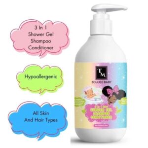 BOUJEE BABY Hypoallergenic 3-in-1 Shampoo, Conditioner, and Body Wash – Tear-free and gentle formula for all skin and hair types, perfect for babies and kids.