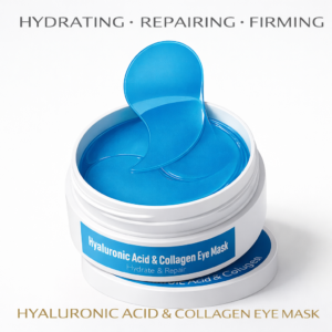 Tina Mattern Hyaluronic Acid & Collagen Under Eye Gel Patches in blue gel jar on white background