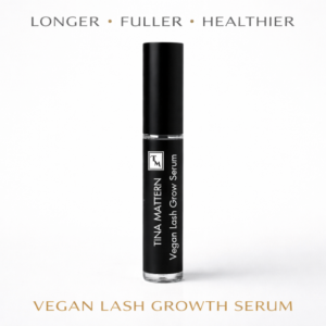 Tina Mattern Vegan Lash Growth Serum in black tube on white background