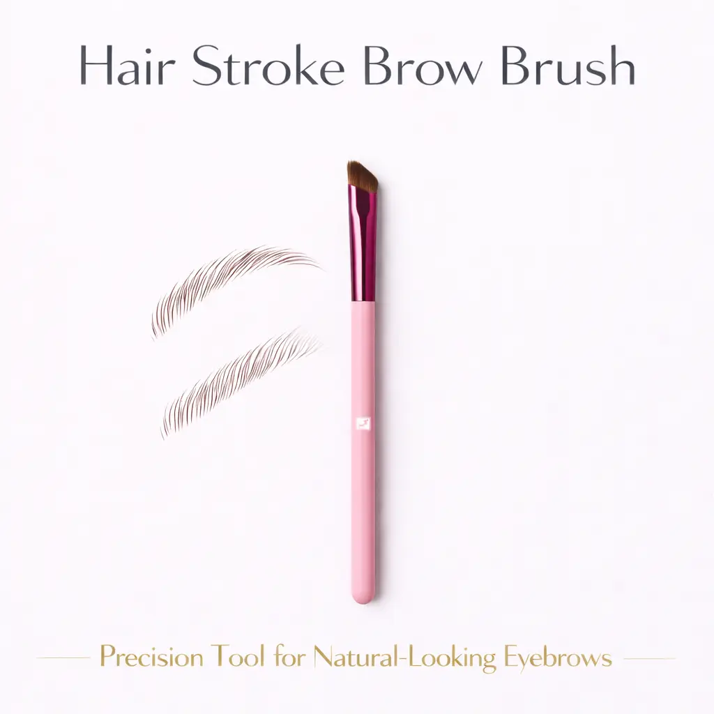 Tina Mattern Hair Stroke Brow Brush | Precision Tool for Natural-Looking Eyebrows 1 Hair Stroke Brow Brush hero image with pink handle and angled precision bristles on white background