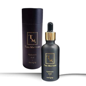 Tina Mattern Hyaluronic Acid Serum for deep hydration and radiant skin. Vegan, cruelty-free, in sleek glass packaging." This should cover the key aspects for SEO purposes! Let me know if it works for you.