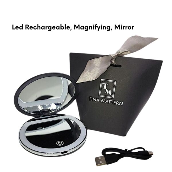 Tina Mattern Cosmetic Mirror – LED Rechargeable and Purse-Sized