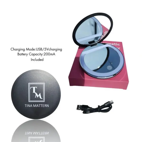 Tina Mattern LED Rechargeable Cosmetic Mirror | Purse-Sized, Adjustable Light Modes - Image 4