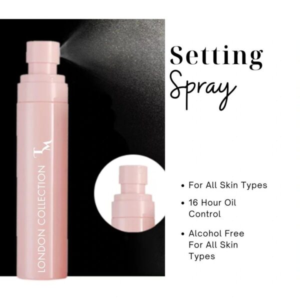 Tina Mattern Oil Control Setting Spray for 16-hour long-lasting wear, controls oil and shine while keeping makeup fresh and flawless. Vegan and cruelty-free.