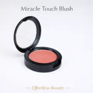 Tina Mattern Miracle Touch Blush hero image showing open compact with coral shimmer blush on white background