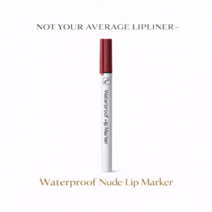 Tina Mattern Waterproof Nude Lip Marker hero image showing a white lip marker with nude cap and felt-tip applicator on white background