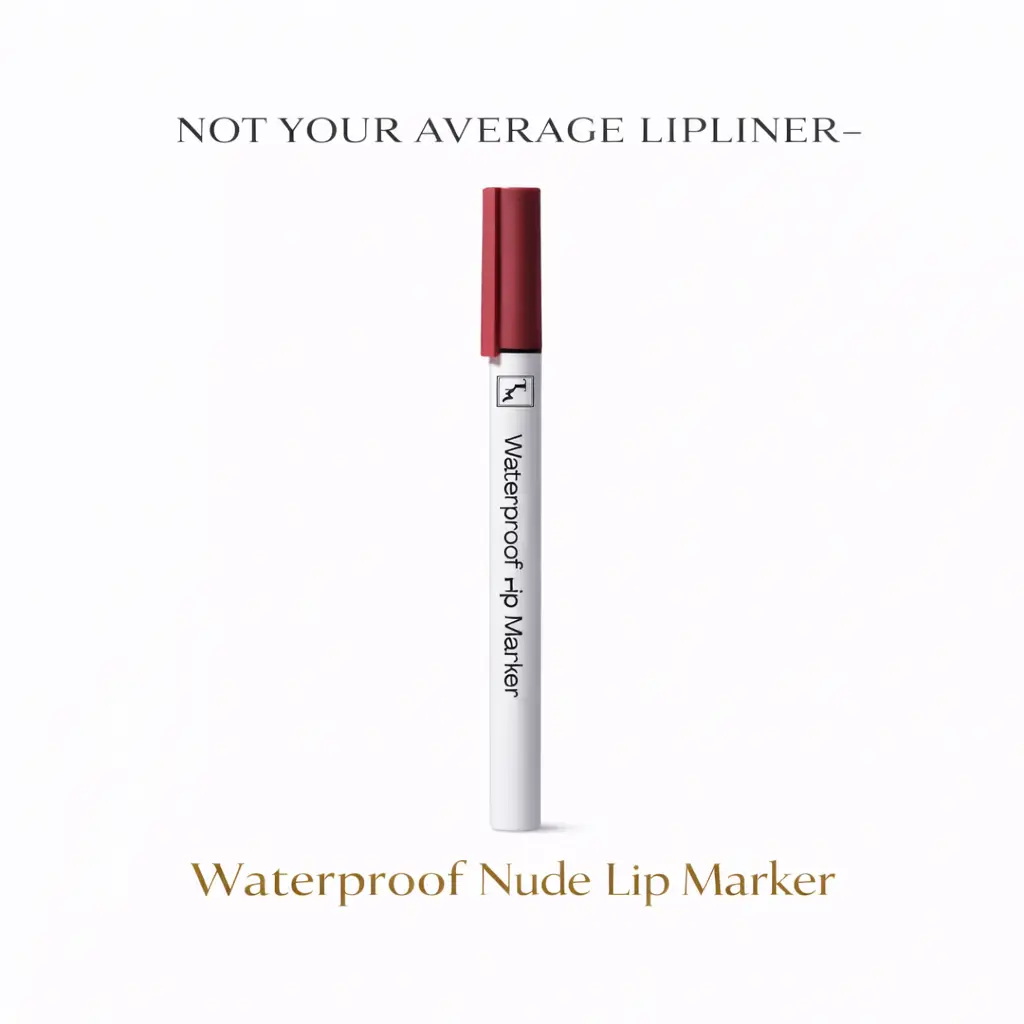 Tina Mattern Waterproof Nude Lip Markers 1 Tina Mattern Waterproof Nude Lip Marker hero image showing a white lip marker with nude cap and felt-tip applicator on white background