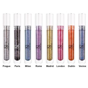 Tina Mattern Glitter Gloss, holographic finish, 8-hour wear, waterproof, moisturizing, vegan.