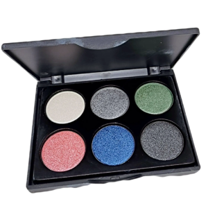 Tina Mattern Six Palette Eye Shadow #2 with six vibrant, crease-resistant shades in a sleek black case. Long-lasting formula for all-day wear.