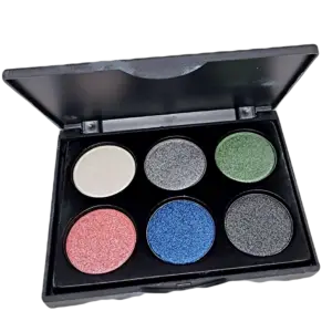 Tina Mattern Six Palette Eye Shadow #2 with six vibrant, crease-resistant shades in a sleek black case. Long-lasting formula for all-day wear.