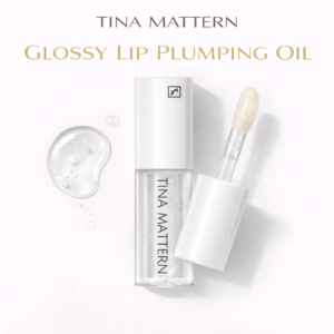 Tina Mattern Glossy Lip Plumping Oil in clear tube on white background
