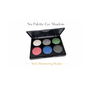 Six Palette Eye Shadow benefits image highlighting vegan, long-lasting, and waterproof formula