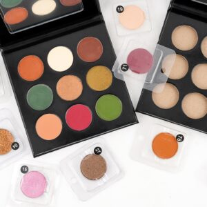 Tina Mattern Custom 9-Color Eyeshadow Palette with refillable design, featuring high-pigment, customizable shades.