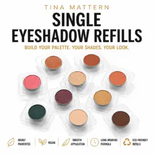 Tina Mattern single eyeshadow refills in highly pigmented vegan shades for building a custom eyeshadow palette