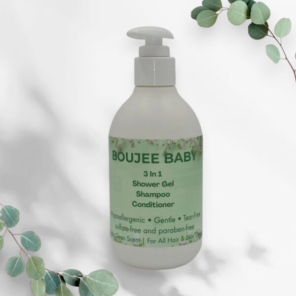 BOUJEE BABY 3-in-1 Shampoo, Conditioner, and Body Wash – Tear-free and gentle formula for all skin and hair types, perfect for babies and kids.
