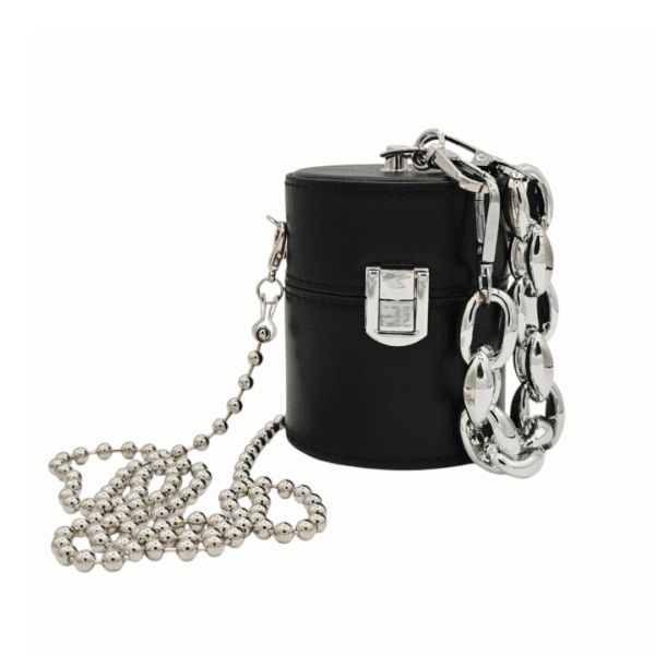 Tina Mattern Chic Bucket Satchel in black or white with silver accents