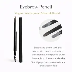 Tina Mattern Eyebrow Pencil with dual-ended precision tip and spoolie brush on a white background