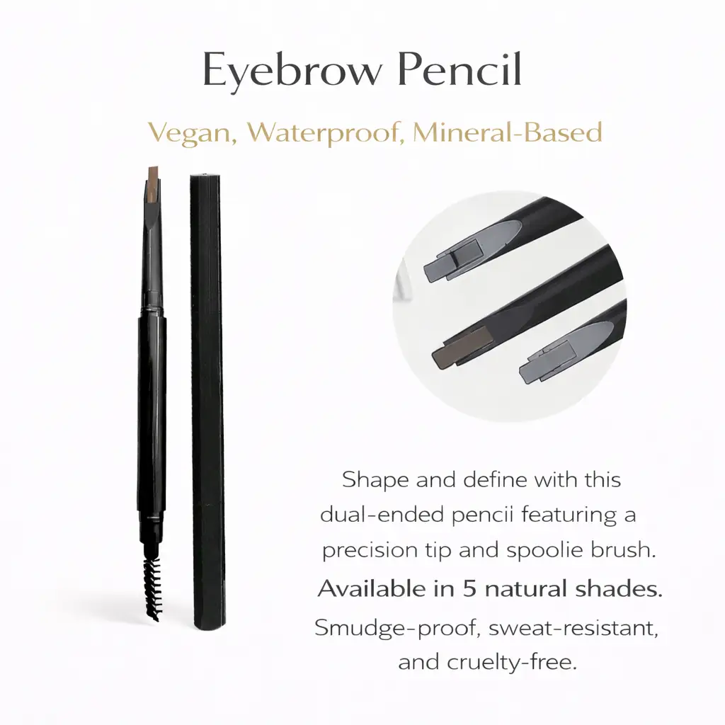 Tina Mattern Eyebrow Pencil with Brush – Vegan, Waterproof, Long-Lasting Mineral Brow Definer 1 Tina Mattern Eyebrow Pencil with dual-ended precision tip and spoolie brush on a white background