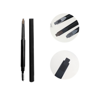 Tina Mattern Eyebrow Pencil shown with cap off and close-up views of angled tip in multiple colors