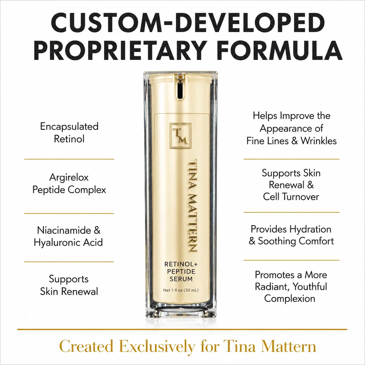 Tina Mattern Retinol Peptide Serum 4 Tina Mattern Retinol Renewal Peptide Serum Custom-Developed Proprietary Formula